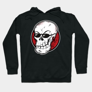 Cool skull with sunglasses (white and red) Hoodie